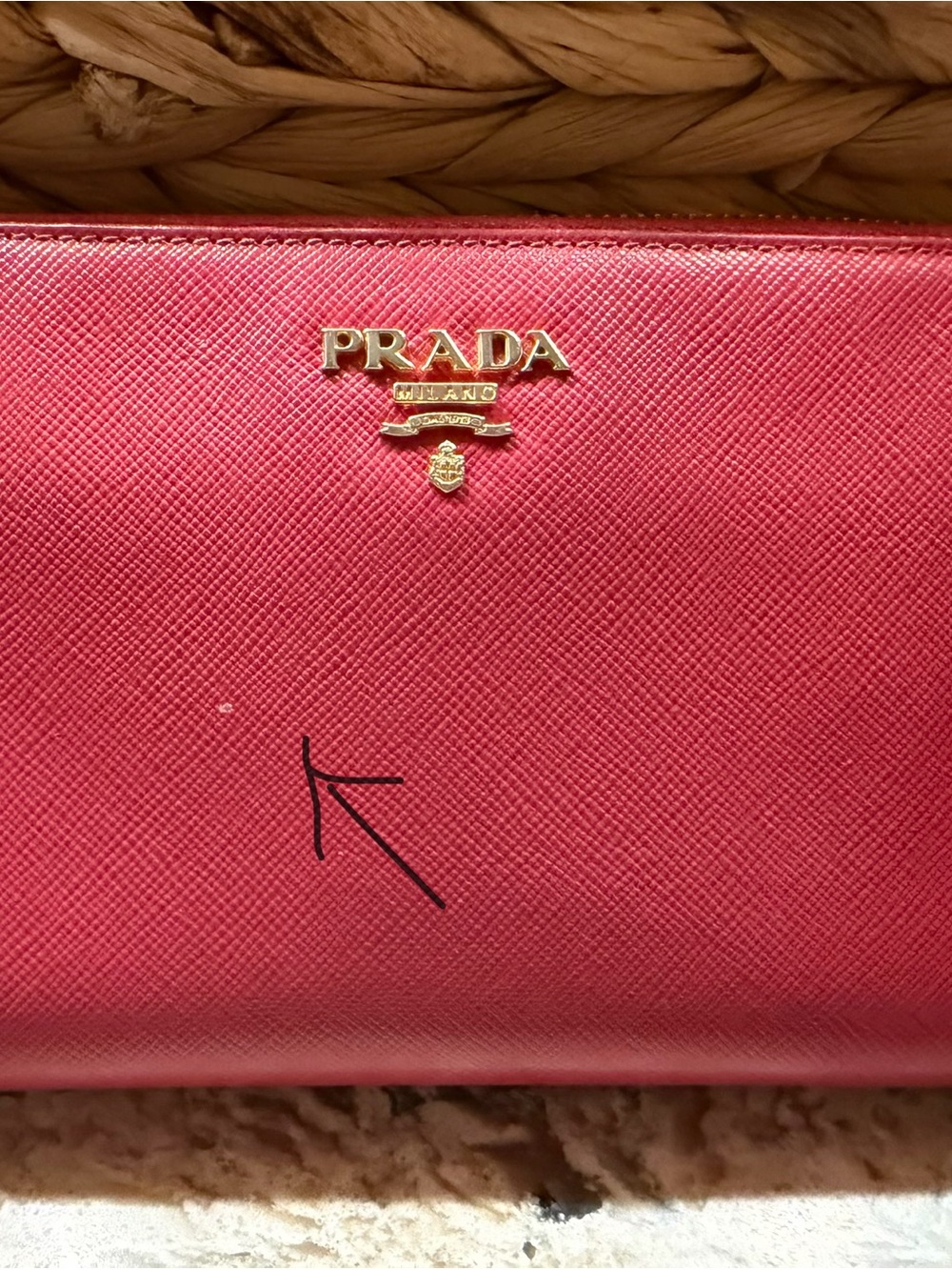 Prada Saffiano Leather Zip Wallet in Fuchsia with Gold Logo - Picture 10 of 12